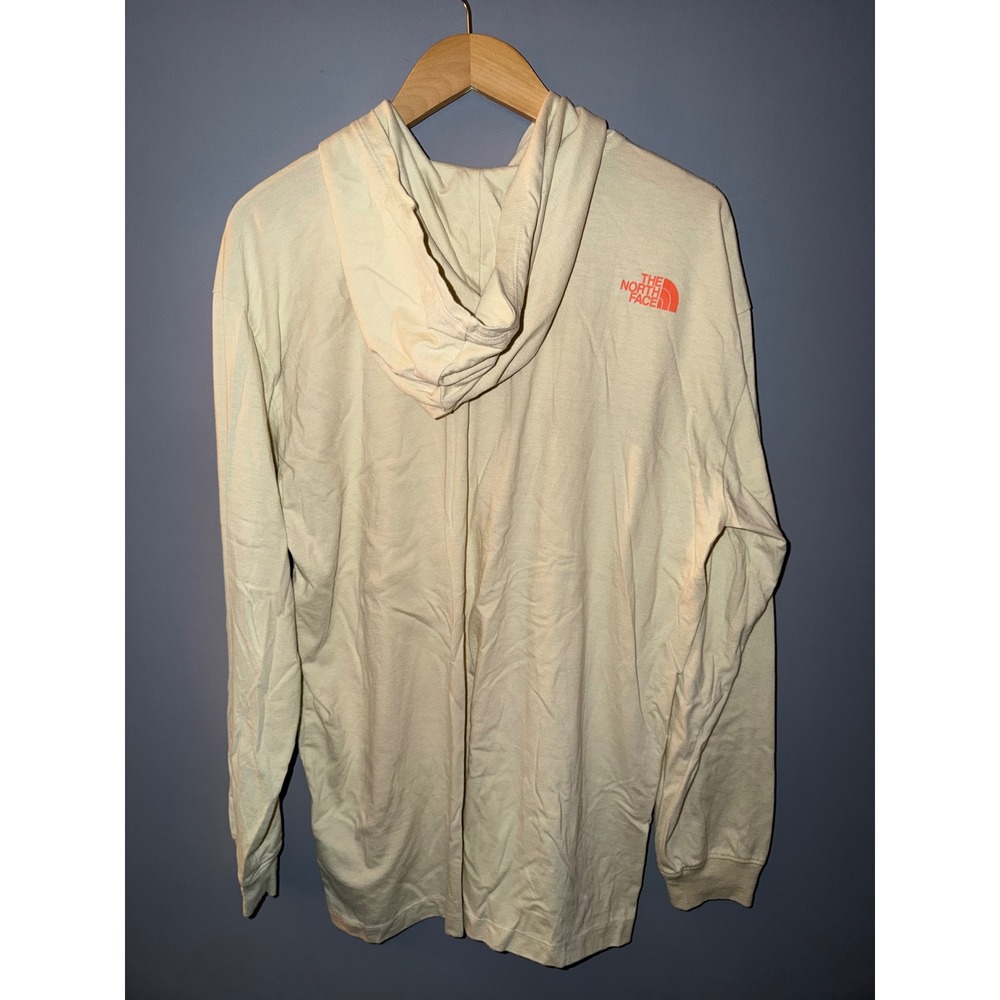 The North Face Mens Large Cream Multi Color Logo Long Sleeve Hooded T-Shirt L - Picture 3 of 5